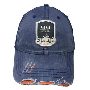 44 North Vodka Grown In Idaho USA Trucker Hat Blue One Size Mesh Back Distressed
